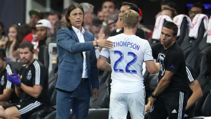 San Jose's Matias Almeyda and Tommy Thompson